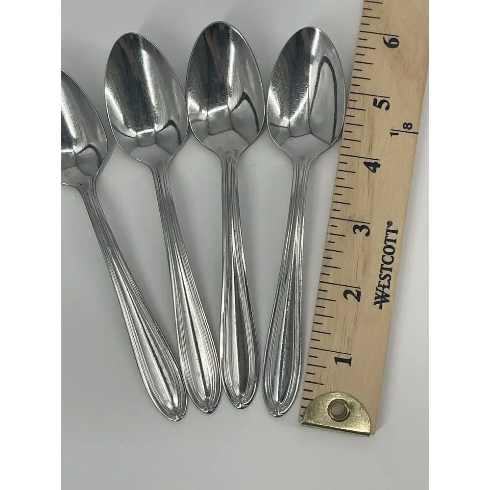 Oneida Parade Stainless Glossy Outline Thor Teaspoons 6” Set Of 4